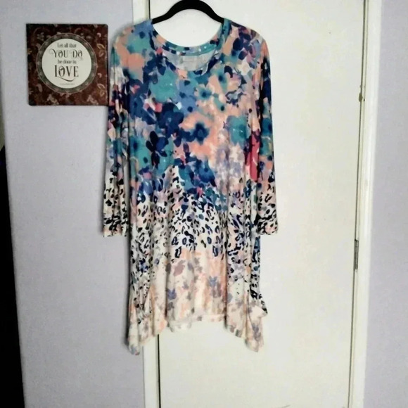 Lori Goldstein Water Color Blouse L - Picture 2 of 5